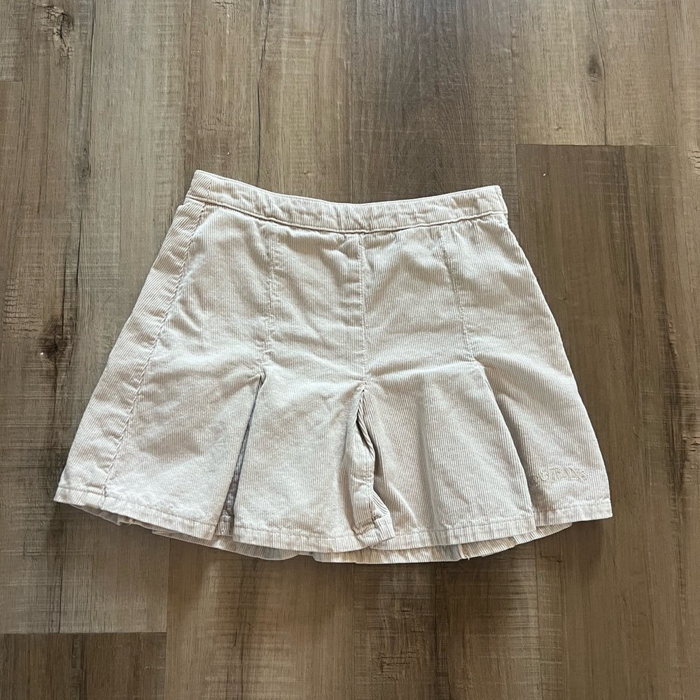 BDG Urban Outfitters Cream Pleated Corduroy Skirt